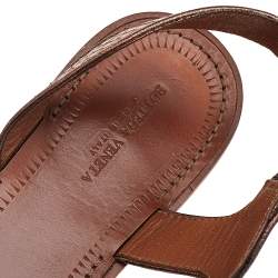 Pre Owned Bottega Veneta Metallic Brown Snakeskin Embossed Leather Flat Sandals Size 38.5