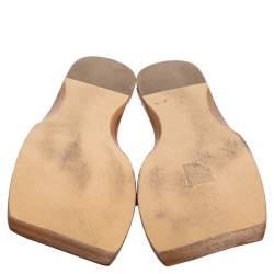 مملوكة مسبقًا Bottega Veneta Rose Gold Intrecciato Leather Flat Slides Size 40