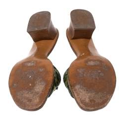 Pre Owned صندل سلايد بوتيغا فينيتا رافيلو جلد أنترشياتو أخضر مزين حليات فراشات مقاس 39