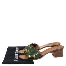 Pre Owned صندل سلايد بوتيغا فينيتا رافيلو جلد أنترشياتو أخضر مزين حليات فراشات مقاس 39