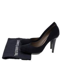 Pre Owned Bottega Veneta Black Suede and Patent Leather Platform Pumps Size 40.5