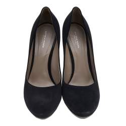 Pre Owned Bottega Veneta Black Suede and Patent Leather Platform Pumps Size 40.5