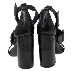 Pre Owned صندل بوتيغا فينيتا جلد إنترشياتو أسود سير كاحل مقاس 38