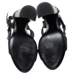 Pre Owned صندل بوتيغا فينيتا جلد إنترشياتو أسود سير كاحل مقاس 38