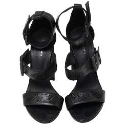 Pre Owned صندل بوتيغا فينيتا جلد إنترشياتو أسود سير كاحل مقاس 38