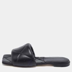 مملوكة مسبقًا حذاء فلات سلايد بوتيغا فينيتا ليدو جلد مبطن أسود مقاس 37.5