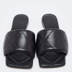 مملوكة مسبقًا حذاء فلات سلايد بوتيغا فينيتا ليدو جلد مبطن أسود مقاس 37.5