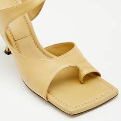 Pre Owned Bottega Veneta Laguna Yellow Leather Square Toe Mule Sandals Size 39
