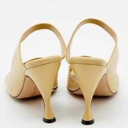 Pre Owned Bottega Veneta Laguna Yellow Leather Square Toe Mule Sandals Size 39