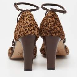 مملوكة مسبقًا Bottega Veneta Brown Calf Hair And Leather Ankle Strap Sandals Size 9 