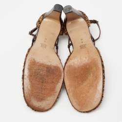 مملوكة مسبقًا Bottega Veneta Brown Calf Hair And Leather Ankle Strap Sandals Size 9 