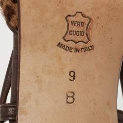 مملوكة مسبقًا Bottega Veneta Brown Calf Hair And Leather Ankle Strap Sandals Size 9 