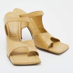 Pre Owned صندل سلايد بوتيغا فينيتا جلد أصفر لاغونا مقدمة مربعة مقاس 40