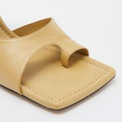 Pre Owned صندل سلايد بوتيغا فينيتا جلد أصفر لاغونا مقدمة مربعة مقاس 40