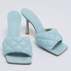 Bottega Veneta Blue Intrecciato Leather Lido Sandals Size 37