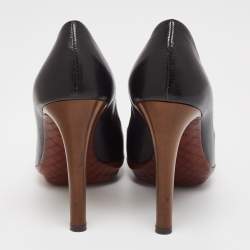 مملوكة مسبقًا Bottega Veneta Black Leather Round Toe Pumps Size 38