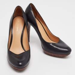 مملوكة مسبقًا Bottega Veneta Black Leather Round Toe Pumps Size 38