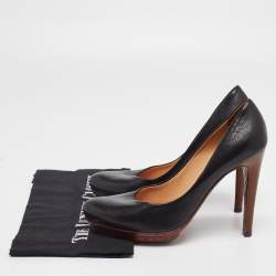 مملوكة مسبقًا Bottega Veneta Black Leather Round Toe Pumps Size 38