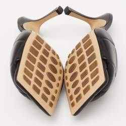 Pre Owned Bottega Veneta Black Quilted Leather Slide Sandals Size 37.5