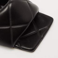 Pre Owned Bottega Veneta Black Quilted Leather Slide Sandals Size 37.5