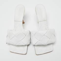 Pre Owned حذاء سلايد بوتيغا فينيتا ليدو جلد إنترشياتو أبيض مقاس 38