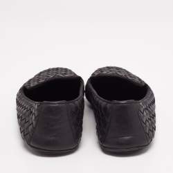 Pre Owned Bottega Veneta Black Intrecciato Leather Smoking Slippers  Size 37