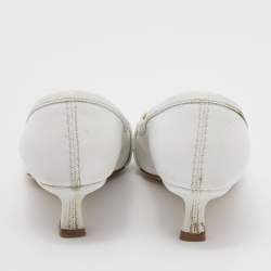 مملوكة مسبقًا Bottega Veneta White Leather Madame Pumps Size 35