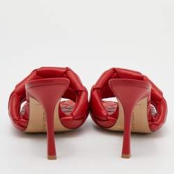 Pre Owned صندل سلايد بوتيغا فينيتا جلد إنترشييتو أحمر مقدمة مربعة مقاس 39