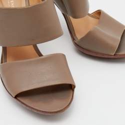 Pre Owned Bottega Veneta Brown Leather Platform Sandals Size 36