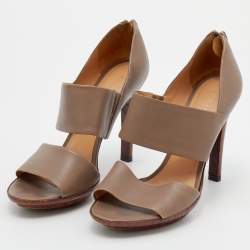 Pre Owned Bottega Veneta Brown Leather Platform Sandals Size 36