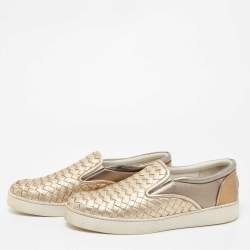 Pre Owned حذاء رياضي بوتيغا فينيتا دودغر جلد إنترشياتو ثلاثي اللون سليب أون مقاس 41