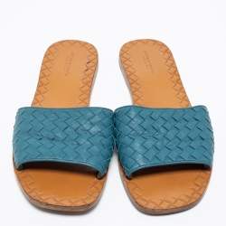 مملوكة مسبقًا حذاء سلايد بوتيغا فينيتا جلد إنترشييتو أزرق سليب أون مقاس 41