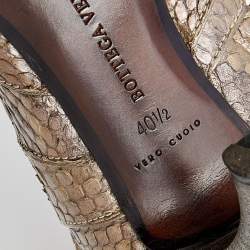 Bottega Veneta Metallic Two Tone Python Knee Length Boots Size 40.5