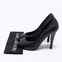 Pre Owned Bottega Veneta Black Intrecciato Peep Toe Pumps Size 40