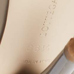 Pre Owned حذاء كعب عالي بوتيغا فينيتا جلد لامع رصاصي كعب إنترشياتو مقدمة مفتوحة مقاس 36.5