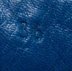 مملوكة مسبقًا Bottega Veneta Blue Intrecciato Suede Bow Slip On Loafers Size 36