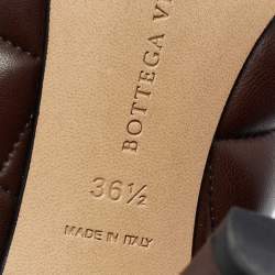 Pre Owned Bottega Veneta Brown Quilted Leather Padded Bloc Square Toe Pumps Size 36.5