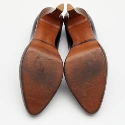 Pre Owned Bottega Veneta Black Patent Leather Wild Stitch Platform Pumps Size 38