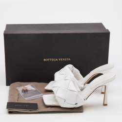 Bottega Veneta White Intrecciato Leather Lido Slide Sandals Size 36