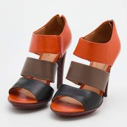 Pre Owned Bottega Veneta Multicolor Leather Ankle Strap Open Toe Sandals Size 39