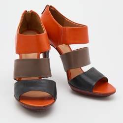 Pre Owned Bottega Veneta Multicolor Leather Ankle Strap Open Toe Sandals Size 39