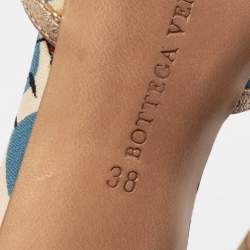 مملوكة مسبقًا Bottega Veneta Tri-Color Printed Fabric and Leather Slingback Sandals Size 38