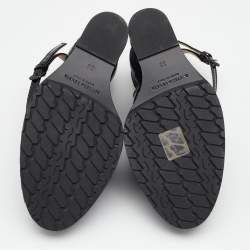 Bottega Veneta Black Intrecciato Patent Leather Wedge Sandals Size 38