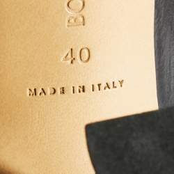 Pre Owned Bottega Veneta Black Leather Cutout Slide Sandals Size 40