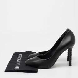 Pre Owned حذاء كعب عالي بوتيغا فينيتا جلد أسود كعب مجدول مقاس 40