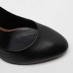 Pre Owned حذاء كعب عالي بوتيغا فينيتا جلد أسود كعب مجدول مقاس 40