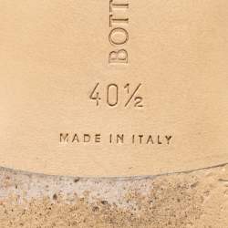 Pre Owned Bottega Veneta Blue Intrecciato Leather Lido Flat Slide Sandals Size 40.5