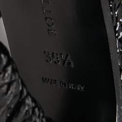 Pre Owned Bottega Veneta Black Intrecciato Suede Coated Espadrille Platform Sandals Size 36.5