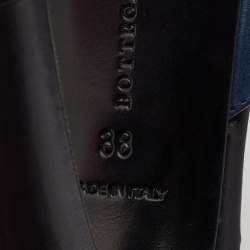 مملوكة مسبقًا Bottega Veneta Blue Leather Ankle Strap Sandals Size 38