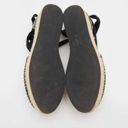 Pre Owned Bottega Veneta Antracite Intrecciato Leather Espadrilles Platform Sandals Size 37